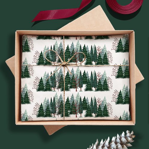 Rustic Christmas Pine Tree Pattern Tissue Paper
