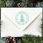 Rustic Christmas Pine Tree Return Address Round Rubber Stamp<br><div class="desc">For more advanced customization of this design, please click the BLUE DESIGN TOOL BUTTON above!</div>
