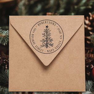 Rustic Christmas Pine Tree Return Address          Self-inking Stamp
