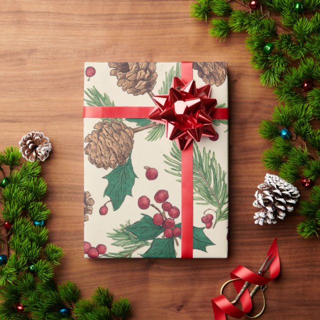 Rustic Christmas Pine Wrapping Paper (Holiday Gift)