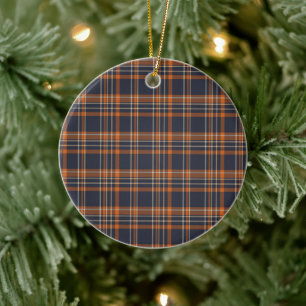 Rustic Christmas plaid Ceramic Ornament