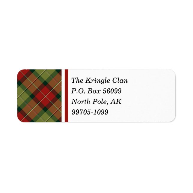 Rustic Christmas Plaid Label (Front)