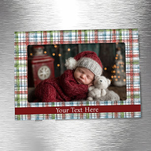 Rustic Christmas Plaid Magnetic Photo Frame