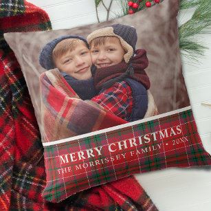 Christmas Tartan Plaid Throw Pillow by JunkyDotCom