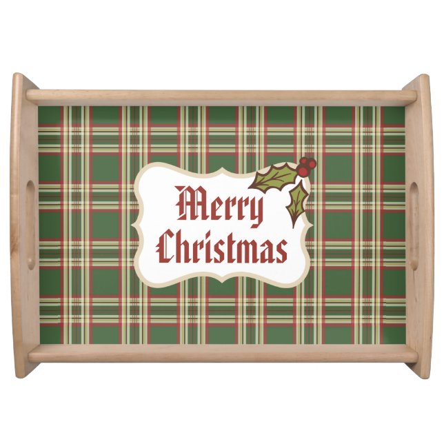 Rustic Christmas Plaid Serving Tray (Front)
