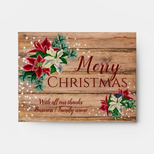 Rustic Christmas Poinsettia Cash Gift  Envelope