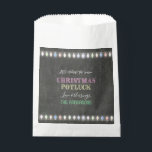 Rustic Christmas Potluck Chalkboard String Lights Favor Bag<br><div class="desc">Rustic Christmas Potluck Chalkboard String Lights. A colourful and joyful design to invite your friend to celebrate the season! Use Customise tool to add your info,  make changes. For matching items,  please,  visit my Christmas Potluck Collection.</div>