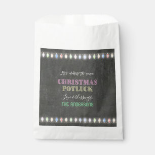 Rustic Christmas Potluck Chalkboard String Lights Favor Bag