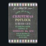 Rustic Christmas Potluck Chalkboard String Lights Invitation<br><div class="desc">Rustic Christmas Potluck Chalkboard String Lights. A colourful and joyful design to invite your friend to celebrate the season! Use Customise tool to add your Ifo,  make changes. For matching items,  please,  visit my Christmas Potluck Collection.</div>