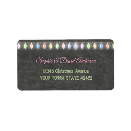 Rustic Christmas Potluck Chalkboard String Lights Label