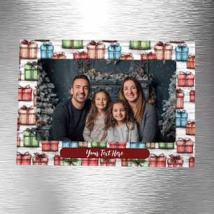 Rustic Christmas Present Magnetic Frame
