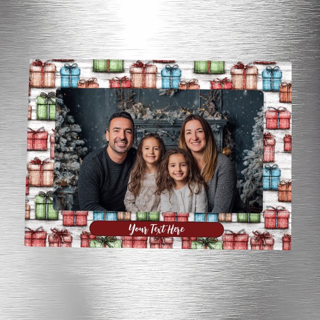 Rustic Christmas Present Magnetic Frame (Creator Uploaded)