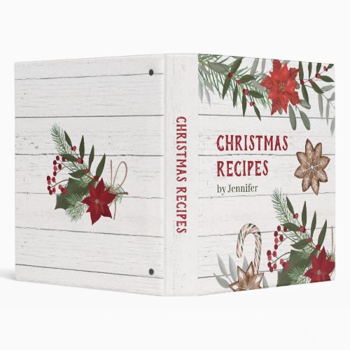Rustic Christmas Recipes 3 Ring Binder