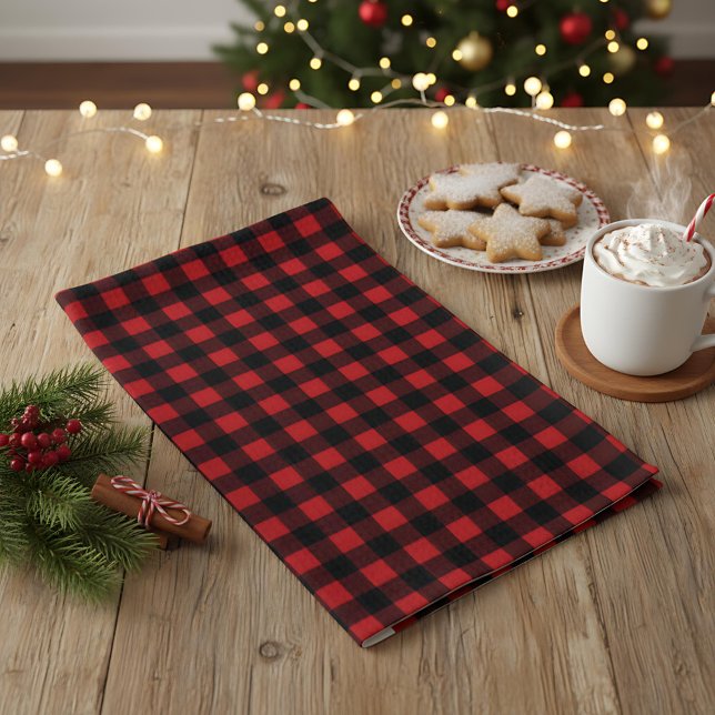 Rustic Christmas Red & Black Buffalo Plaid  Kitchen Towel (Creator Uploaded)