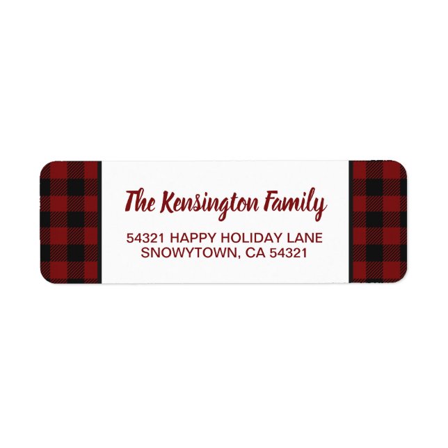 Rustic Christmas Red Buffalo Plaid Holiday Label (Front)