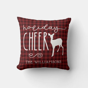 Rustic Christmas Red  Buffalo Plaid  Throw Pillow