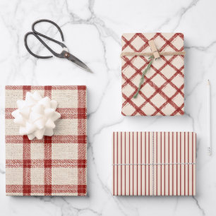 Rustic Christmas Red Plaid Wrapping Paper