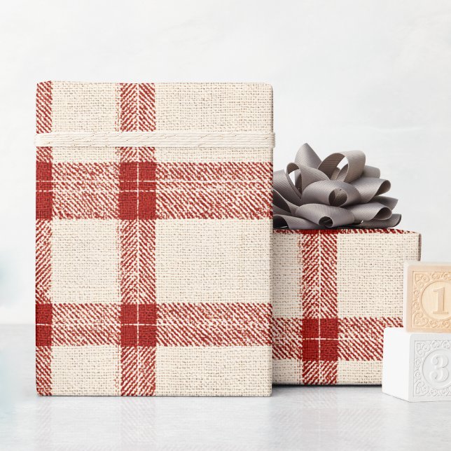 Rustic Christmas Red Plaid Wrapping Paper (Creator Uploaded)