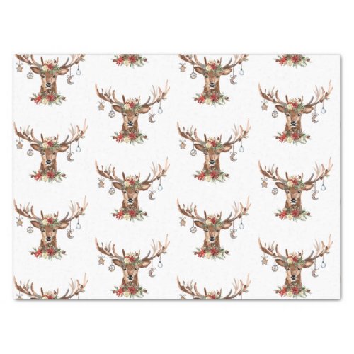 Rustic Christmas Reindeer Antler Ornaments Tissue Paper