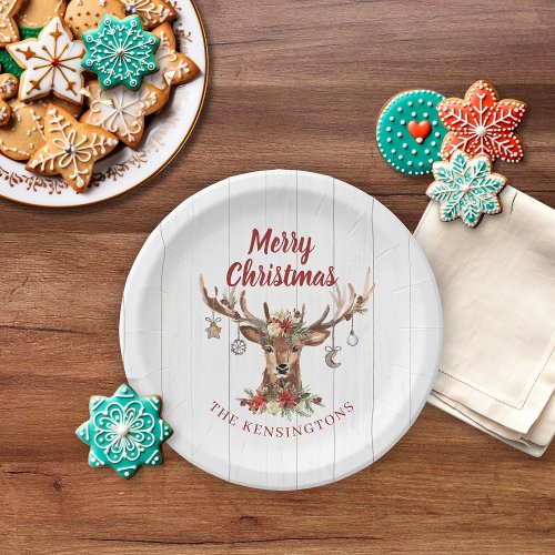Rustic Christmas Reindeer Ornaments  Wood Paper Plates
