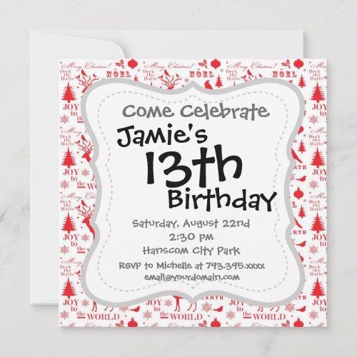 Rustic Christmas Reindeer Trees Birds Holiday Invitation