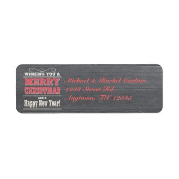 Rustic Christmas Return Address Labels Red by aaronsgraphics at Zazzle