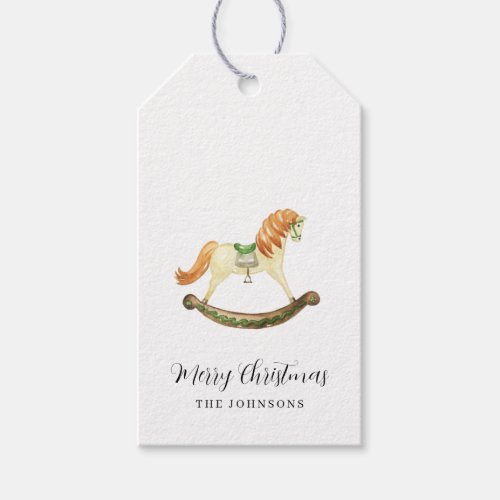 Rustic Christmas Rocking Horse Buffalo Check Gift Tags