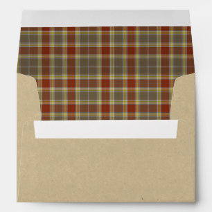 Rustic Christmas Rust and Tan Brown Tartan Envelope