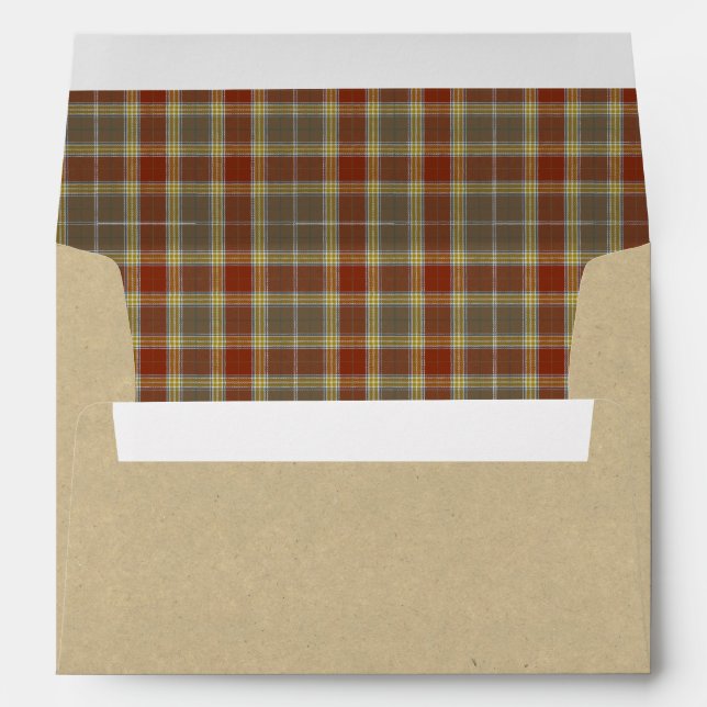 Rustic Christmas Rust and Tan Brown Tartan Envelope (Back (Bottom))