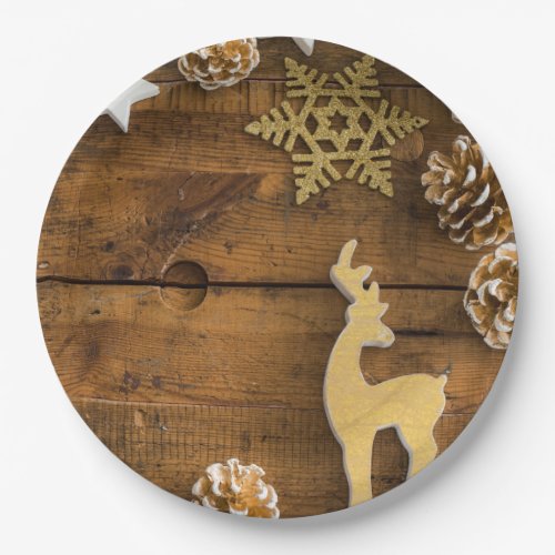 Rustic Christmas Scene Disposable Paper Plates