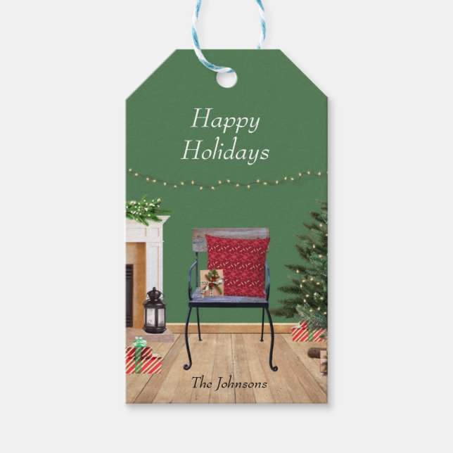Rustic Christmas Scene Gift Tags (Front)