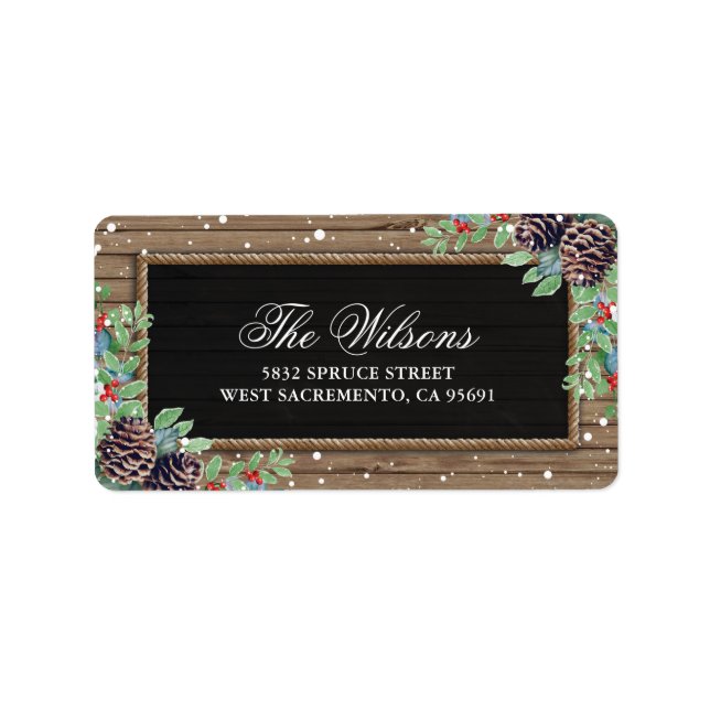 Rustic Christmas Seasonal Return Address Label (Front)