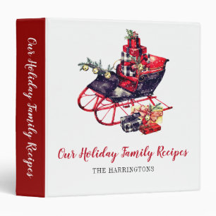 Rustic Christmas Sleigh Holiday Family Recipes 3 Ring Binder