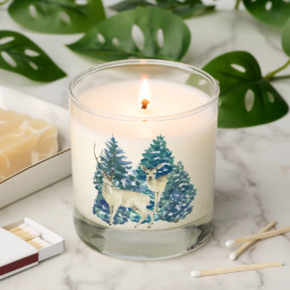 Rustic Christmas Snowy Forest Deer Decor For Home Scented Candle