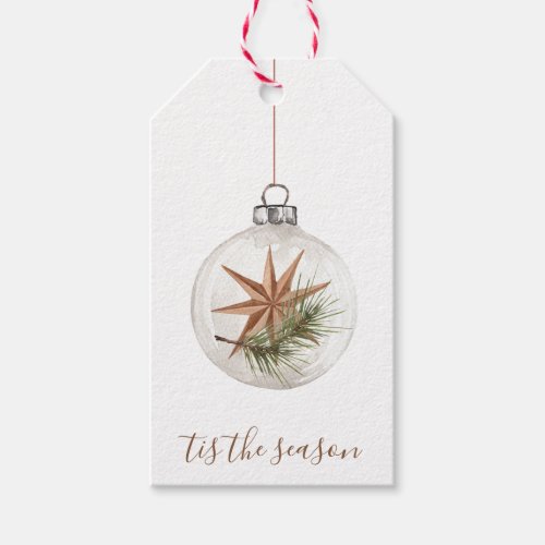 Rustic Christmas Star Hanging Ornament Gift Tag