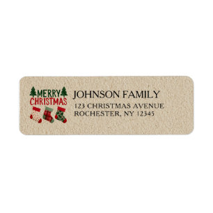 Rustic Christmas Stockings Holiday Label