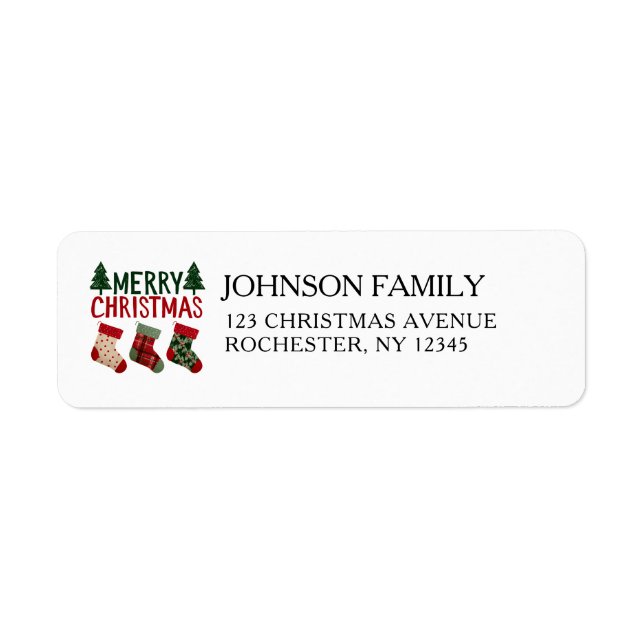 Rustic Christmas Stockings Holiday  Label (Front)
