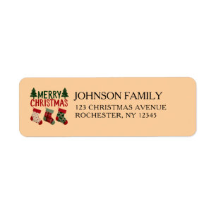 Rustic Christmas Stockings Holiday Label