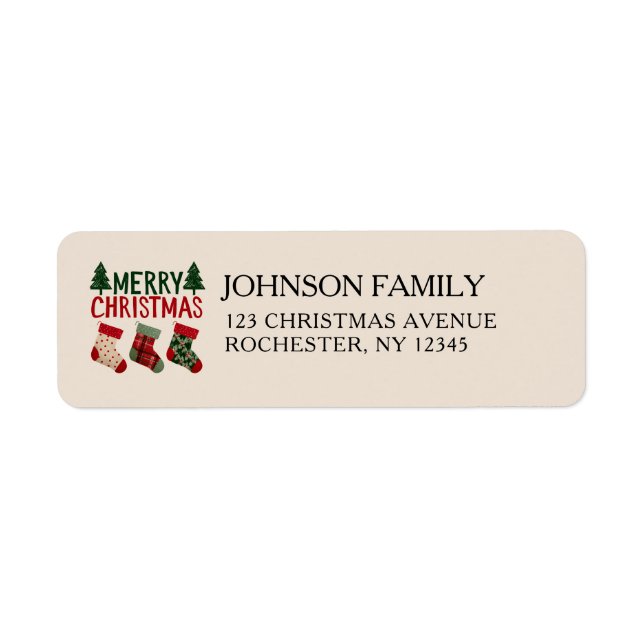 Rustic Christmas Stockings Holiday  Label (Front)