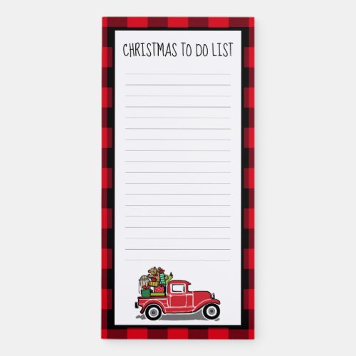 Rustic Christmas To Do List Vintage Red Truck Toys Magnetic Notepad