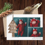 Rustic Christmas Tree 3 Photo Birth Announcement<br><div class="desc">A new baby is such a blessing! Share your joy with family and friends with these rustic styled Christmas birth announcement 3 photo collage cards! They feature a wood tree ornament overlay, with the words, "ALL IS not as CALM as it appears" (in the peaceful newborn baby photos you likely...</div>