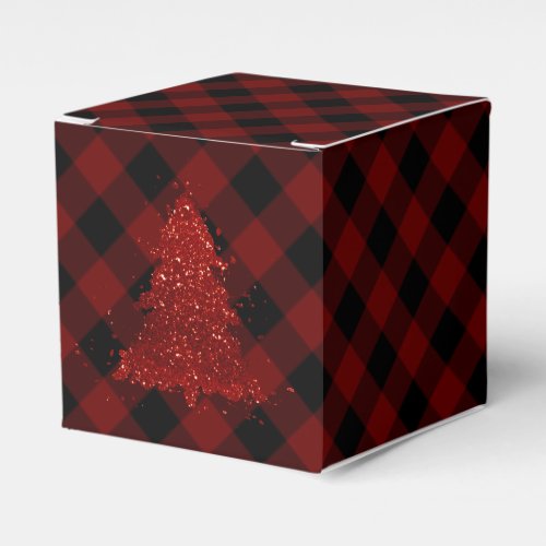 Rustic Christmas Tree Buffalo Plaid Modern Checker Favor Boxes