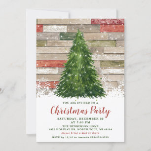 Rustic Christmas Tree Christmas Party Invitation