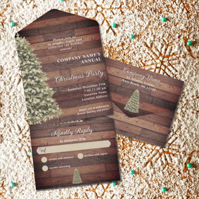 Rustic Christmas Tree Company Holiday Party All In One Invitation (Creator Uploaded)