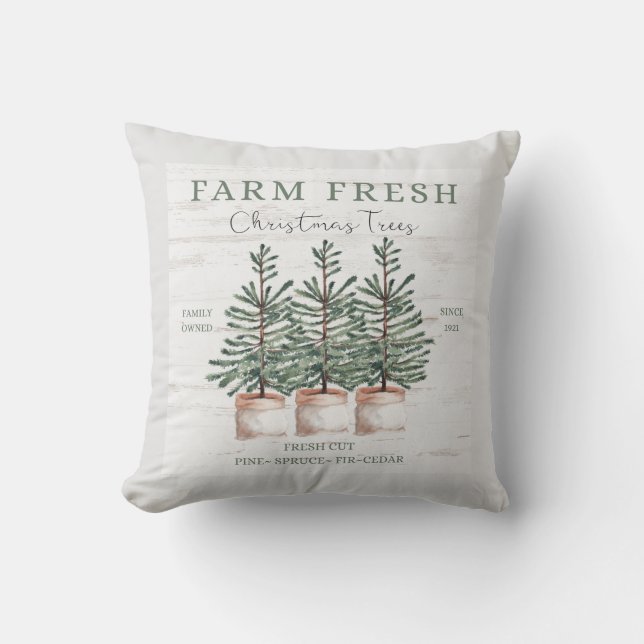 Rustic Christmas Tree Farm Pillow (Front)