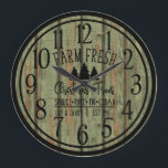 Rustic Christmas Tree Farm Round Wood Wall Clock<br><div class="desc">RUSTIC GREEN WOOD CHRISTMAS TREE ROUND WOOD WALL CLOCK weathered green wood - available in other colors. Large clock face.</div>