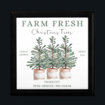 Rustic Christmas Tree Farm Tile Keepsake Box<br><div class="desc">This rustic Christmas keepsake box features a glossy ceramic tile lid printed with watercolor pine trees in burlap wraps and the phrase “Farm Fresh Christmas Trees.” Styled with vintage accents like “Family Owned” and “Fresh Cut, ” the box is perfect for holding jewelry, seasonal treasures, or small keepsakes. A cozy...</div>