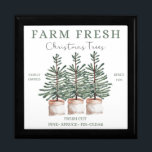Rustic Christmas Tree Farm Tile Keepsake Box<br><div class="desc">This rustic Christmas keepsake box features a glossy ceramic tile lid printed with watercolor pine trees in burlap wraps and the phrase “Farm Fresh Christmas Trees.” Styled with vintage accents like “Family Owned” and “Fresh Cut, ” the box is perfect for holding jewelry, seasonal treasures, or small keepsakes. A cozy...</div>