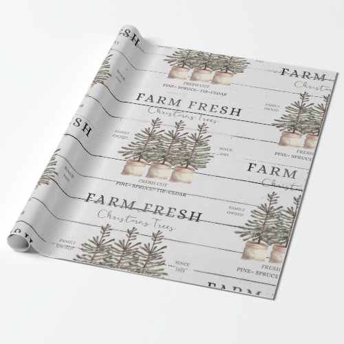 Rustic Christmas Tree Farm Wrapping Paper