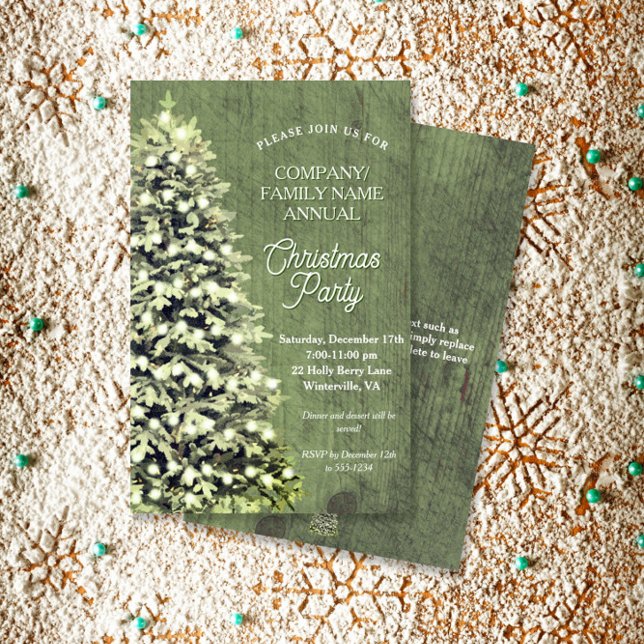 Rustic Christmas Tree Green Company Holiday Party (Creator Uploaded)